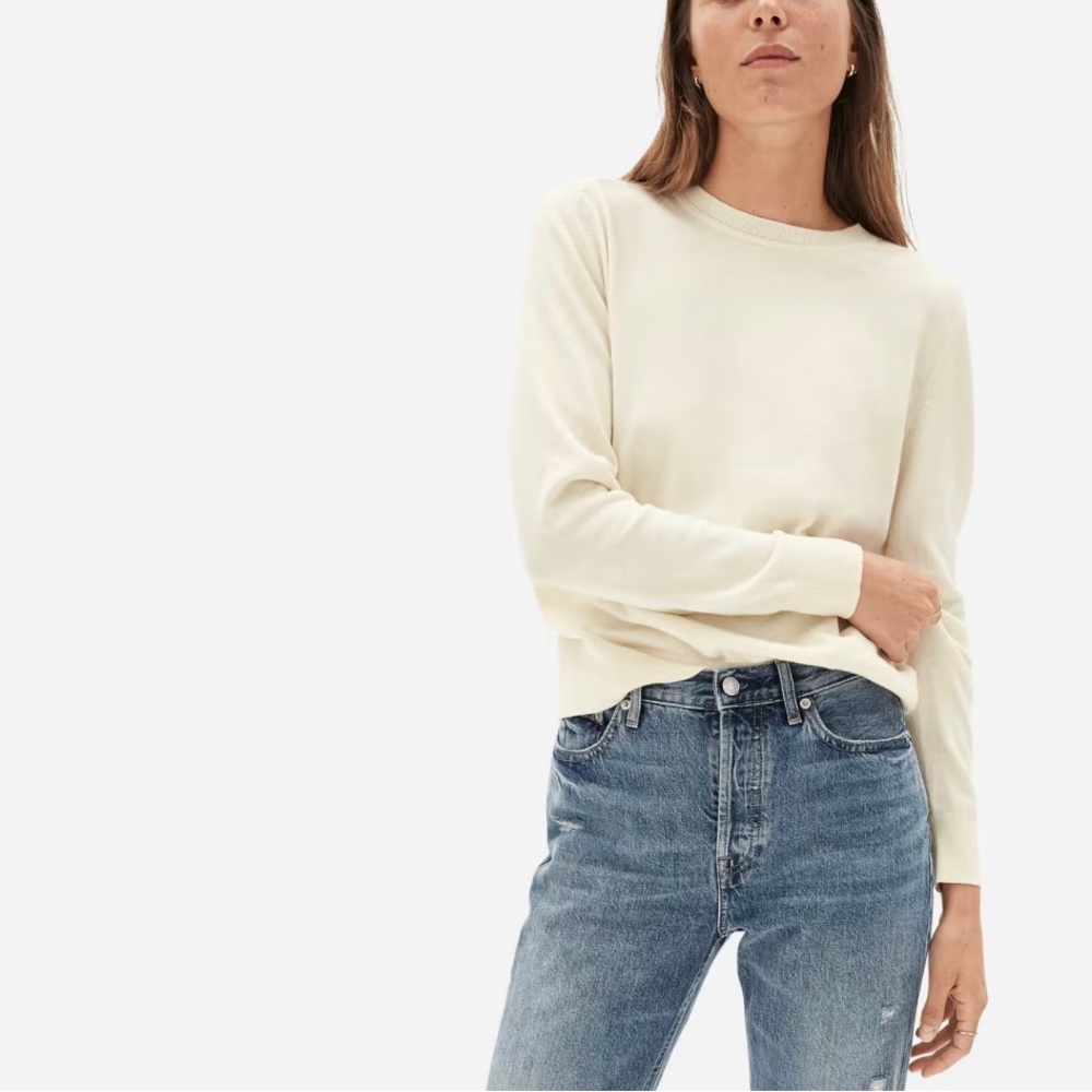 Everlane | cotton crewneck, ivory size S